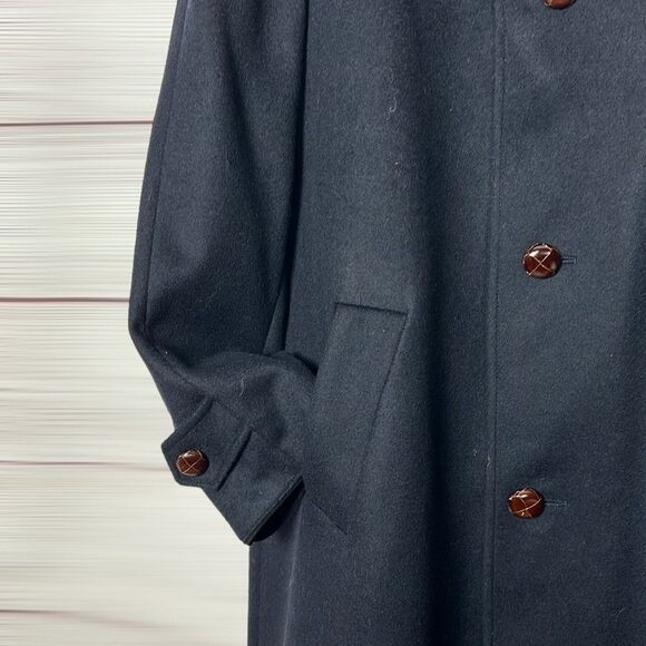 Steinbock Austria Black Hunting Loden Overcoat Wool Blend Long Lined Coat US 38 - Picture 6 of 15